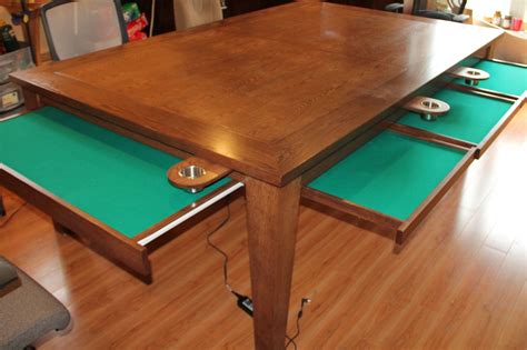 Hand Crafted Game Table W Removable Top Cup Holders And Pull Out Trays