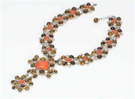 Jean Patou Christian Lacroix Gripoix 1980s Orange Glass Necklace