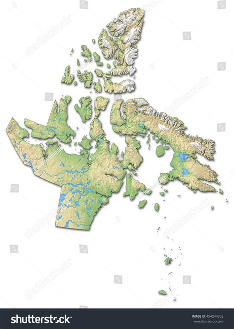 Relief Map Nunavut Canada 3drendering Stock Illustration 454244302