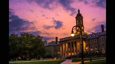 Setting Sun Over Old Main At Penn State University Youtube