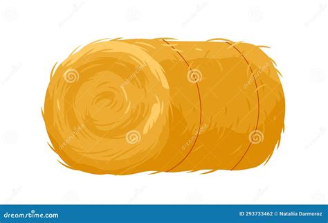 Round Hay Bale Circle Straw Roll With Ropes Farm Stack Of Yellow Dry