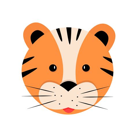 cara de tigre de dibujos animados lindo ilustración vectorial aislada