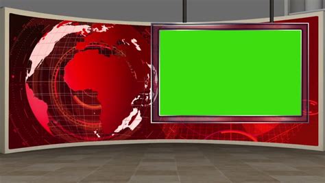 News Broadcast Tv Studio Green Screen Royalty Free Video