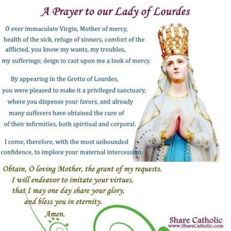 A Prayer To Our Lady Of Lourdes