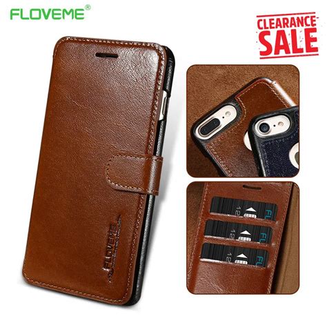 Floveme Genuine Leather Wallet Case For Iphone 8 7 6 6s Luxury Flip