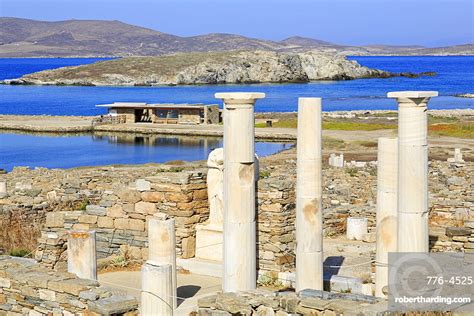 Delos Archaeological Ruins Unesco World Stock Photo