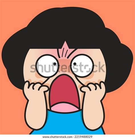 Closeup Portrait Shocked Girl Panic Face Stock Vector Royalty Free