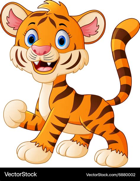 Smiling Tiger Cartoon Royalty Free Vector Image