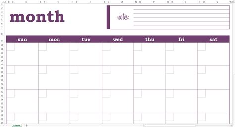 Blank Monthly Calendar Excel Template Savvy Spreadsheets
