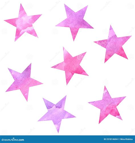 Pink And Violet Stars On A White Background Stock Illustration