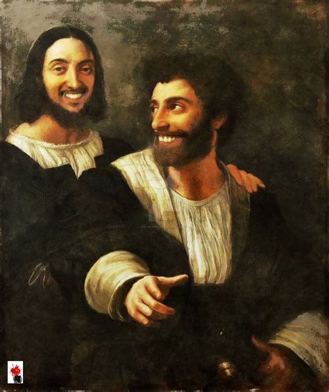 Smiling Self Portrait With A Friend By Raphael By Colorartillery The Sm