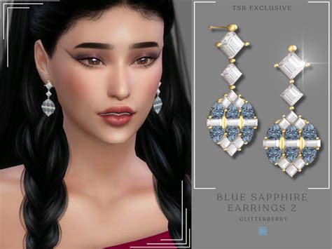 The Sims Resource Sapphire Blue Earring 2