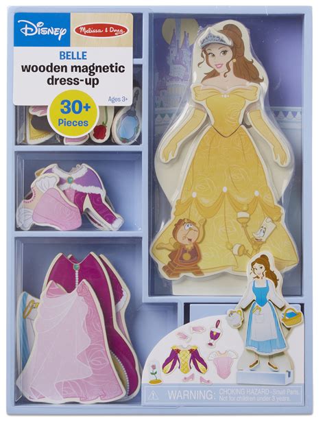 Melissa And Doug Disney Belle Magnetic Dress Up Wooden Doll Pretend Play