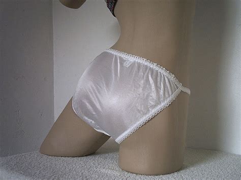 Silky White Nylon Frilly String Bikini Knickers Ebay