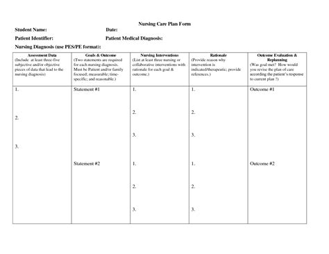 Nursing care plans are an important part of providing quality patient care. Blank Nursing Care Plan Templates - Google Search | Nursing throughout Nursing Care Plan ...