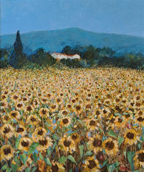 Hazel Barker Sunflower Fields Painting No Naked Walls