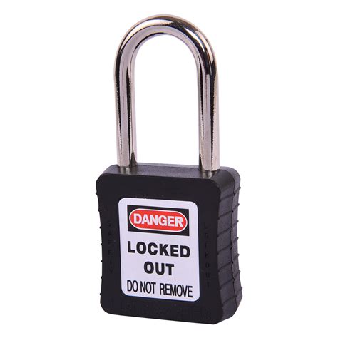 Safety Lockout Padlock 38mm Keyed Different Black Lotomaster