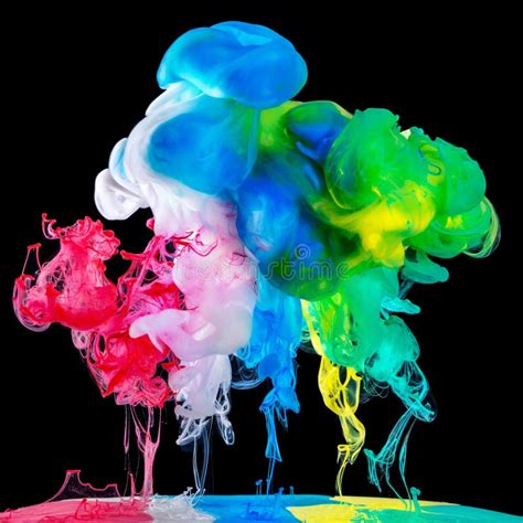 Colored Inks In Water On Black Background Stock Image Image Of Flow