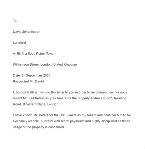 Reference Letter For Tenants Database Letter Template Collection