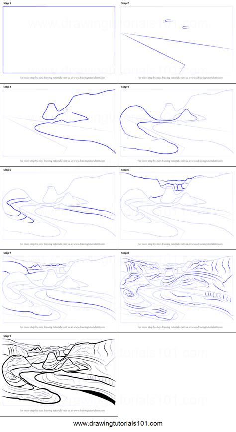 How to Draw Grand Canyon printable step by step drawing sheet