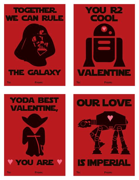 Free Star Wars Valentine Printables I Think These Valentines Would Be Great Paired With A Red