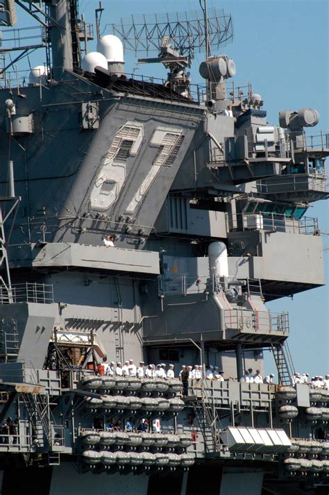 A Close Up View Of The Island Superstructure Aboard U S Navy Aircraft