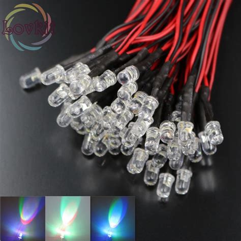 50pcs Led 5mm Pre Wired Resistor Slow Rgb Flash Red Green Blue 12v Dc