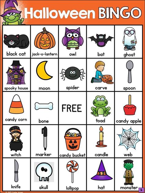 Halloween Bingo With Halloween Vocabulary And Kid Friendly Pictures