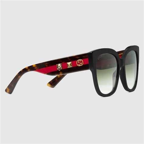 square frame acetate sunglasses with web in black acetate frame gucci women s square