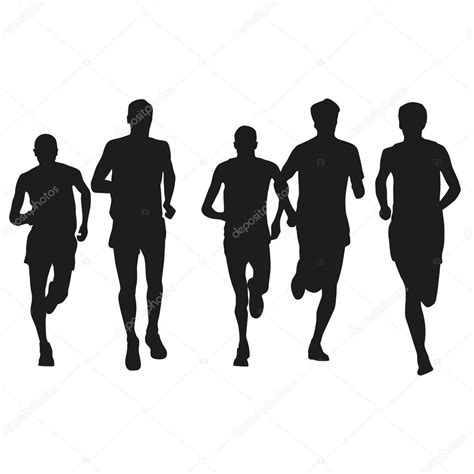 Set Of Runners Silhouettes Running Men Front View Stock Vector Image By ©msanca 97164760