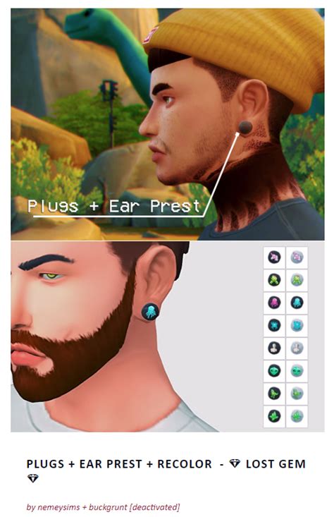 Plugs Ear Prest Recolor 💎 Lost Gem 💎 Sims 4 Piercings Sims 4