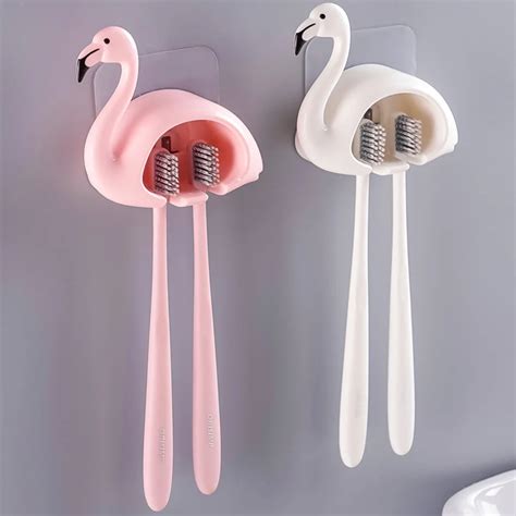 1pcs Cartoon Suction Cup Toothbrush Holder Flamingo Sucker 2 Position