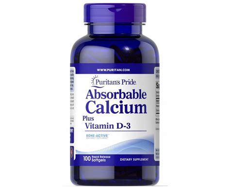 Puritans Pride Absorbable Calcium Vitamin D 3 1300 Mg25 Mcg 100