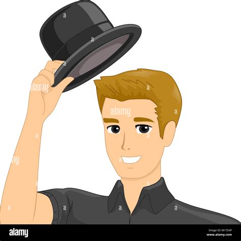 Illustration Featuring A Young Gentleman Taking His Hat Off As A Sign