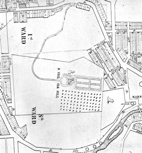 1845 Map Showing Mt Ida With Only Henry Vail Old Heartt Mansion