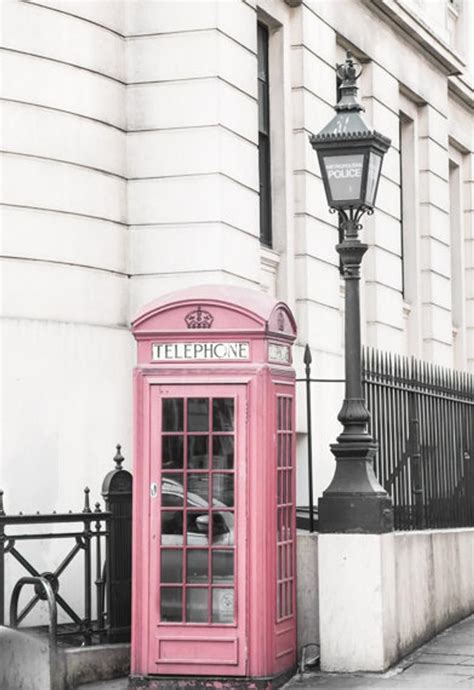 London Wall Prints Pink Telephone Booth Large Art Travel