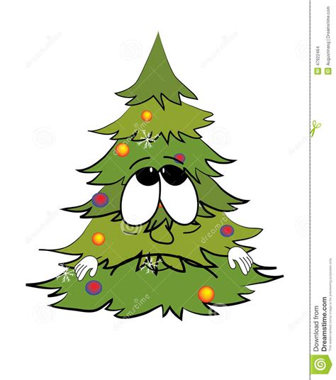 Sad Christmas Tree Cartoon Stock Illustration