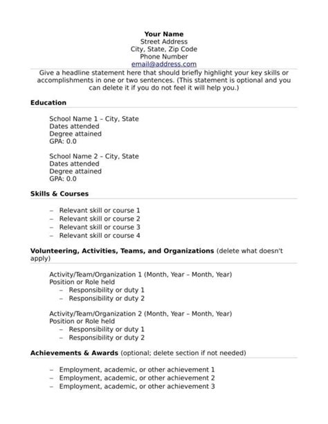 It lacks white space for work experience, and correctly placed accents focus the employer's attention on your education and personal qualities. Resume Template No Experience Attending Resume Template No Experience Can Be A Disaster If You ...