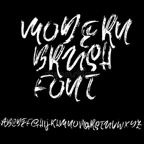 Handdrawn Dry Brush Font Modern Brush Lettering Grunge Style Alphabet Vector Illustration