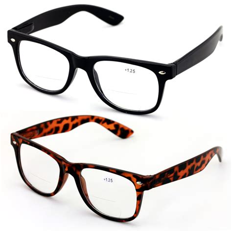 2 pairs of comfortable classic retro reading glasses bifocals spring hinge gloss black and