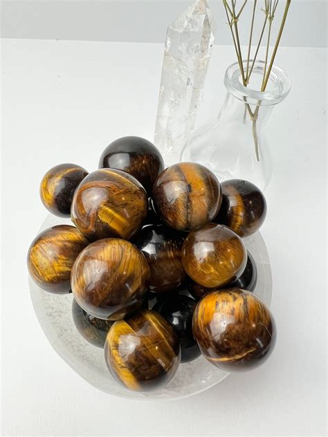 Tigers Eye Mini Spheres Golden Tigers Eye Ball Chatoyant Minerals