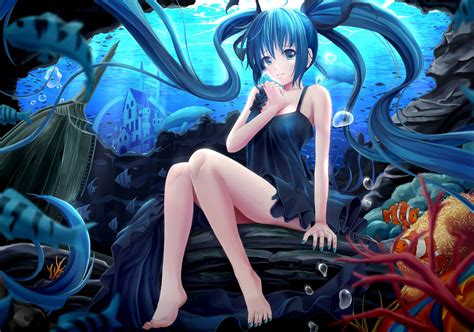 Anime Artwork Anime Girls Vocaloid Hatsune Miku Blue Hair