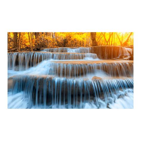 36 In X 60 In Autumn Waterfall Tempered Glass Wall Art Ar30439627 The Home Depot