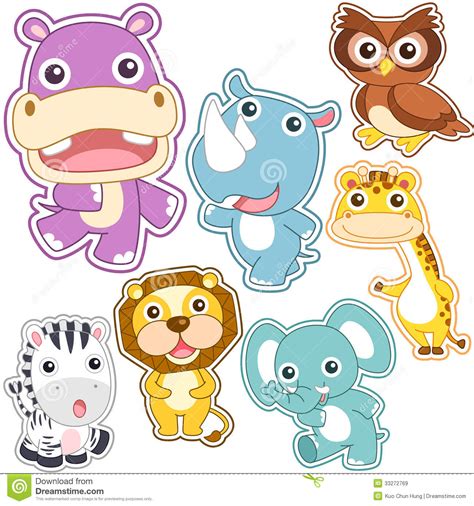 Cute Cartoon Animal Set Royalty Free Stock Images - Image: 33272769