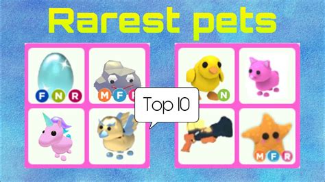 Top 10 Rarest Pets In Adopt Me Youtube