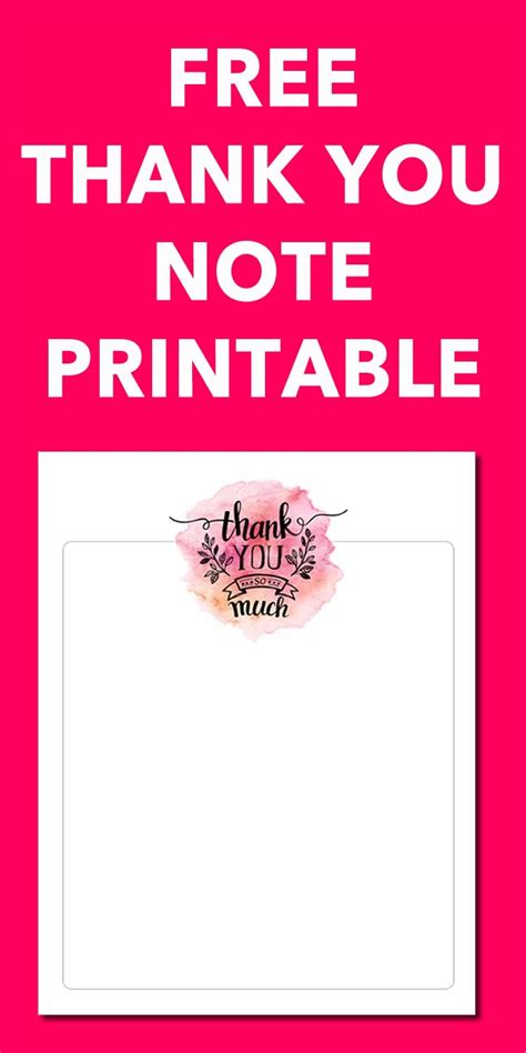 Free Thank You Printable And Thank You Note Hack