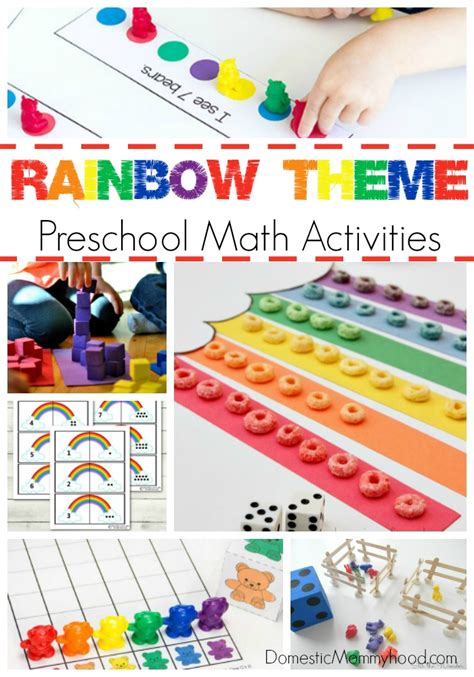 Rainbow Theme Preschool Math Activities Domestic Mommyhood