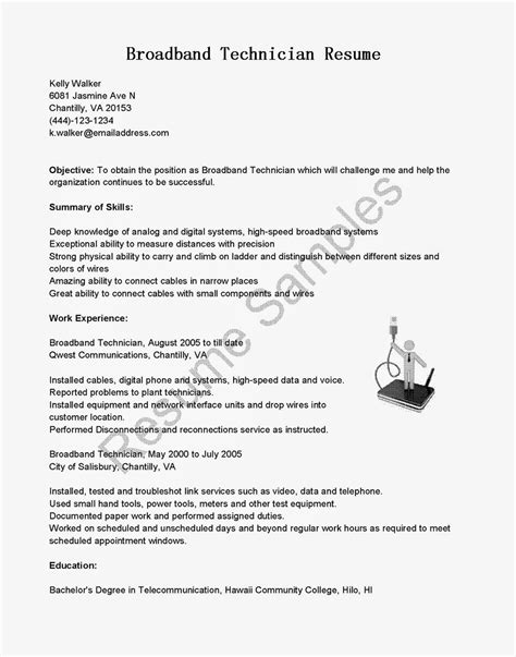Resume Samples: Broadband Technician Resume Sample