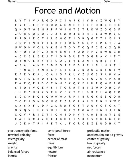 Force And Motion Word Search Wordmint