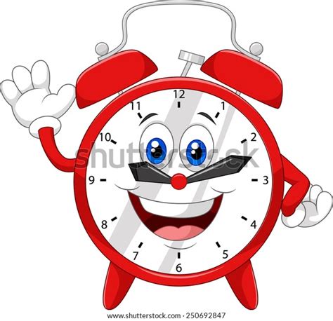 Cartoon Clock Waving Hand Stock Vektor Royaltyfri 250692847